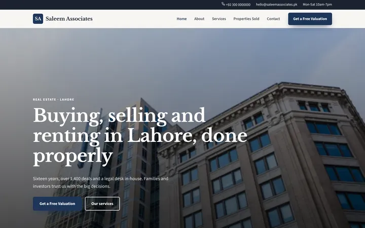 Home page of Saleem Associates, a sample company website website