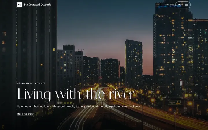Home page of The Courtyard Quarterly, a sample cover story layout website