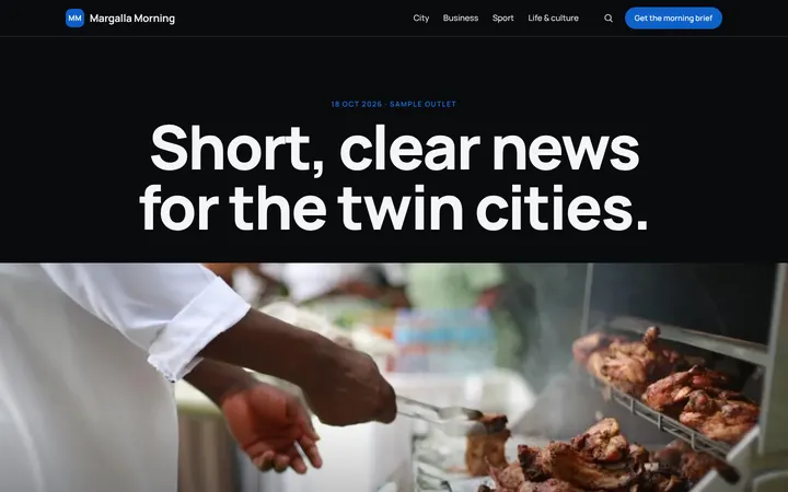 Home page of Margalla Morning, a sample spotlight layout website