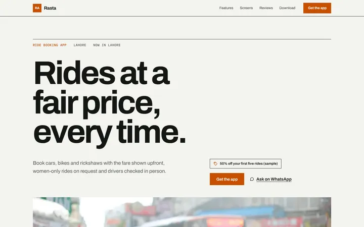 Home page of Rasta, a sample rail layout website
