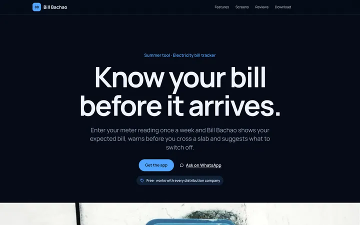 Home page of Bill Bachao, a sample keynote layout website
