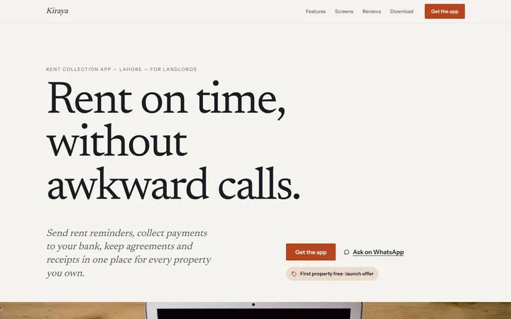 Home page of Kiraya, a sample editorial layout website