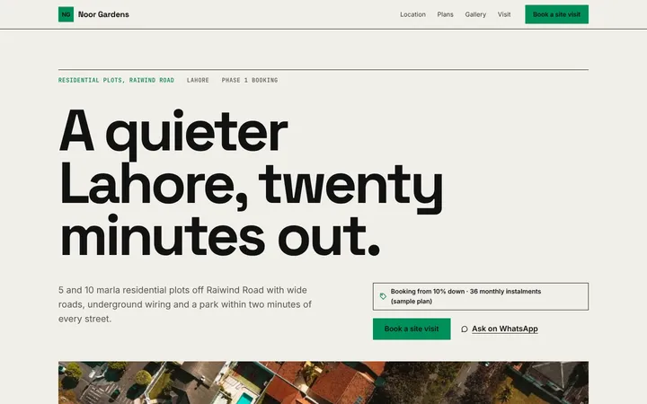 Home page of Noor Gardens, a sample rail layout website