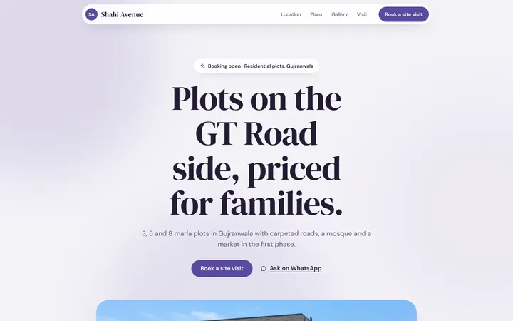 Home page of Shahi Avenue, a sample soft layout website