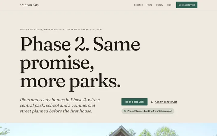 Home page of Mehran City, a sample editorial layout website