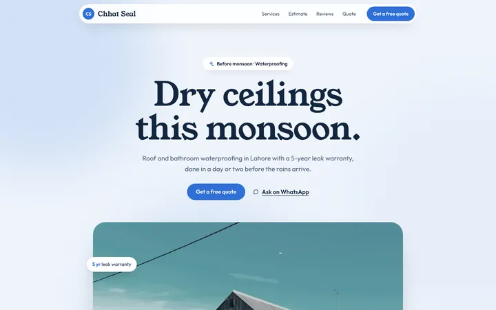 Home page of Chhat Seal, a sample soft layout website
