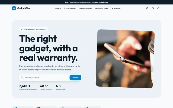 Home page of GadgetGhar, a sample fresh layout website