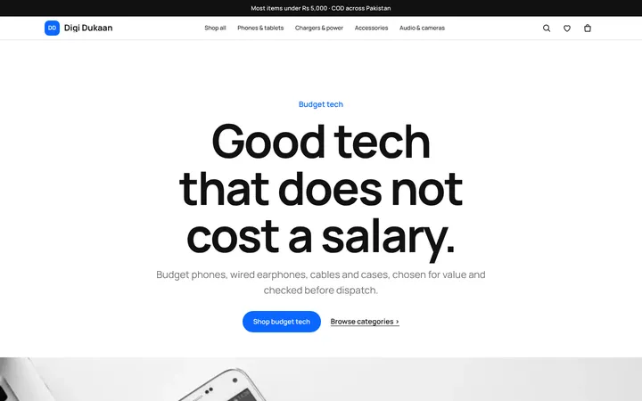 Home page of Digi Dukaan, a sample studio layout website