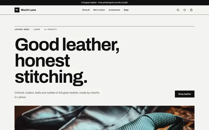Home page of Mochi Lane, a sample catalogue layout website