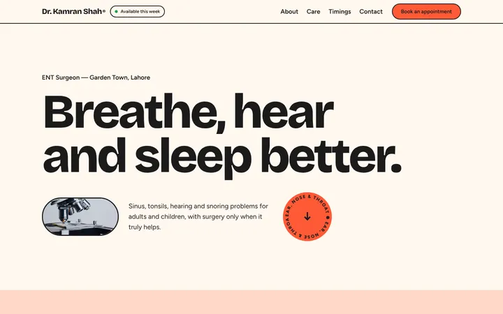 Home page of Dr. Kamran Shah, a sample pop layout website