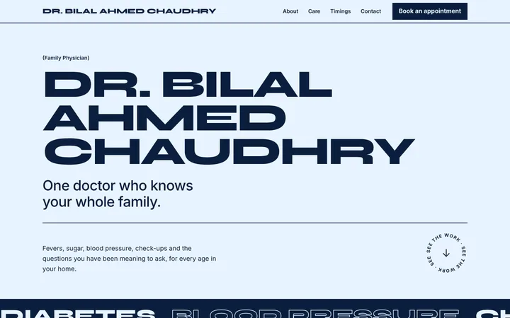Home page of Dr. Bilal Ahmed Chaudhry, a sample gallery layout website