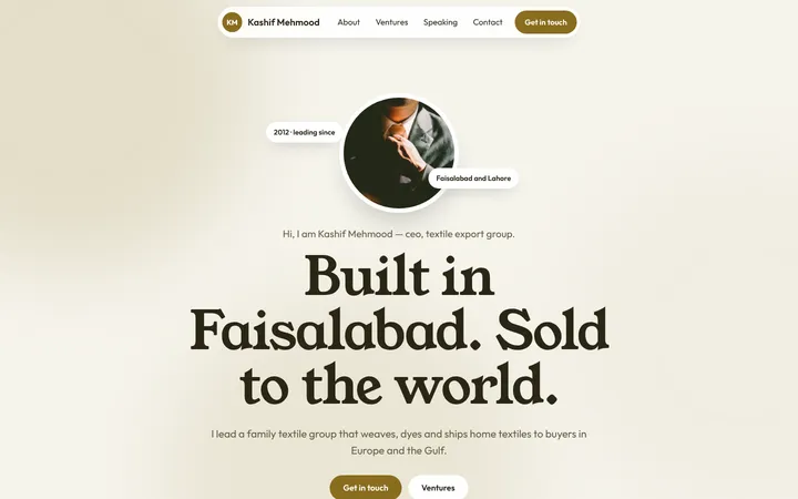 Home page of Kashif Mehmood, a sample soft layout website