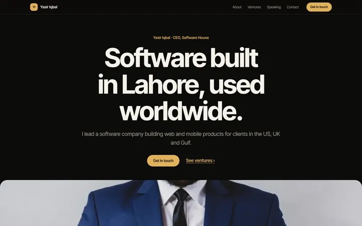 Home page of Yasir Iqbal, a sample noir layout website