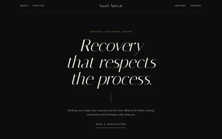 Home page of Saad Anwar, a sample luxe layout website