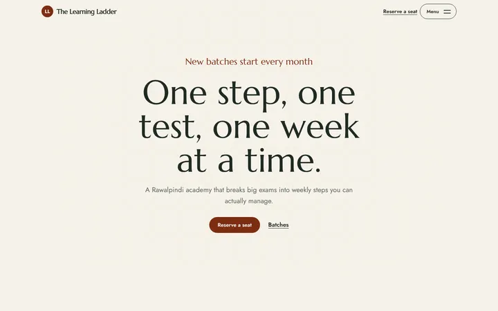 Home page of The Learning Ladder, a sample noor layout website