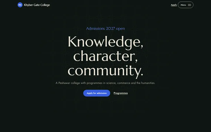Home page of Khyber Gate College, a sample noor layout website