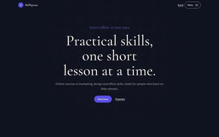 Home page of SkillSprout, a sample noor layout website