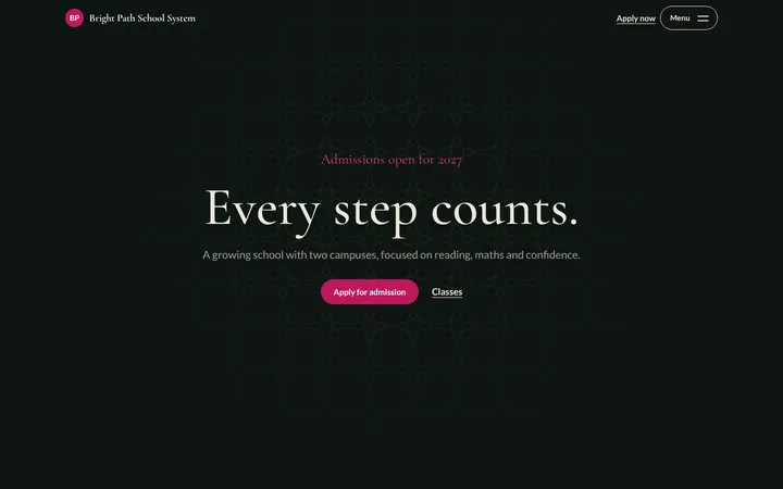 Home page of Bright Path School System, a sample noor layout website